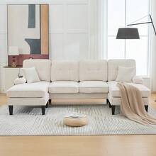 Sofas & Couches - Beige + Linen + 4 Seat + Foam - View 5