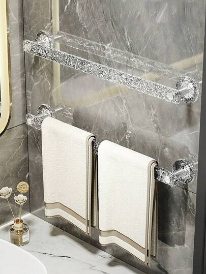 Luxury Hammered Towel Rack, Wall-Mounted Transparent Towel Bar, Suitable For Bathrooms And Kitchens, Rust-Proof Decorative Bathroom Hardware, Available In 30/50 Cm Sizes, Bathroom Supplies