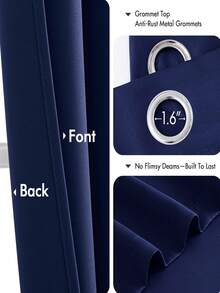 2pcs Blackout Curtains, Suitable For Living Room, Balcony, Dining Room, Bedroom, Home & Office, Easy Installation With Grommets - Navy Blue - View 2