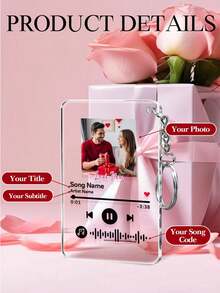 Personalized Photo Keychain Gift, Customized Acrylic Engraved Music Password Keychain, Personalized Music Password Keyring, Customized "Music In Pocket" Keychain, Birthday Gift, Couple Gift, Anniversary Gift, Valentine's Day Gift, Wedding Gift, Father's Day Gift, Mother's Day Gift - Style-2 - View 10