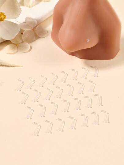 Clear Nose Studs 20g Clear Nose Rings For Work, Plastic Nose Rings For School Flexible Nose Piercing Retainer 20 Gauge Nose Retainer 1.5mm 2.0mm 2.5mm 3.0mm Flat Ball Top