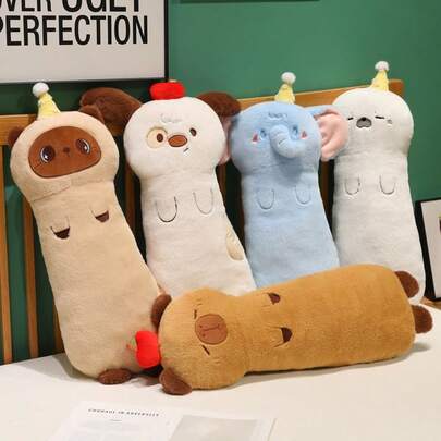 1pc Cute Long Animal Plush Pillow, Capybara Seal Elephant Dog Cat Soft Stuffed Pillow, Children's Bedroom Sleep Comfort Pillow, Living Room Sofa Animal Long Pillow Decoration