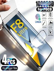 4 Packs Hydrogel Film Screen Protectors Compatible With Xiaomi Poco F8 Ultra, F8 Pro, M7, X7 Pro, F7 Ultra, F6, M6 Pro, X6 Neo, C65, X5, X4, M4 Pro 5G, F3, X3 NFC Fingerprint Unlock Compatibility, Anti-Scratch, Anti-Fingerprint - Clear - View 22