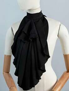 1pc Chiffon White Detachable Vintage Collar, Decorative Accessory For Women's Shirt Dress, Suitable For Party And Banquet - Black - View 10