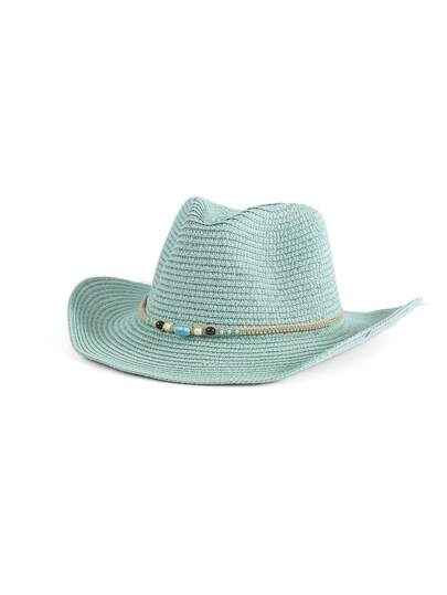 1pc Women's Wide Brim Sun Hat, Minimalist European And American Style Cowboy Straw Hat, Outdoor Casual