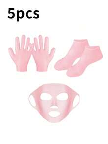 6件套硅胶保湿套装 - 可重复使用的面膜、防滑手套和袜子，适用于干燥、皲裂的足部、脚后跟和粗糙的皮肤，男女通用，适合日常和居家足部护理，高弹吸水袜，居家保湿的理想之选，保湿手套，送给妈妈的礼物，母亲节礼物，旅行配件 - 彩色 - 查看 11