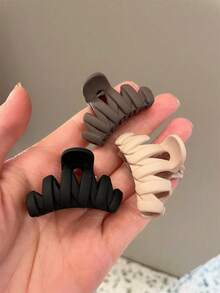 3pcs/Set 4cm Coffee Matte Wave Hair Claw Clips Casual,Hair Accessories,Hair Jaw Clip,Hair Clutch Fall Winter Hair Clip For Vacation Outfits Woman - Multicolor - View 8
