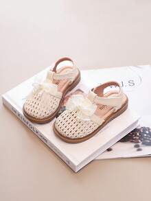 Sandalias de princesa tejidas huecas para niñas, zapatos de suela blanda antideslizante - Rosa - Ver 6