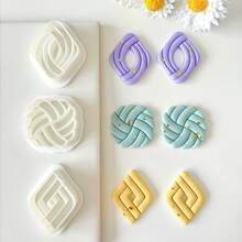 1pc/3pcs Geometric Shaped Soft Clay Earring Mold, DIY Jewelry Pendant Mold - White - View 4
