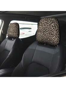 2pcs Car Headrest Covers, Black Leopard & Yellow Leopard Print, Fit For SUV & Sedan, Decorative Headrest Protector, Dust-Proof & Breathable - Multicolor - View 5