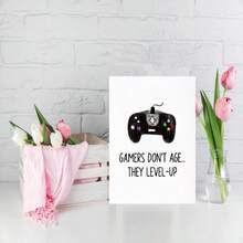 1 Thiệp chúc mừng sinh nhật thú vị "Game thủ không bao giờ già đi" kèm phong bì đỏ và hình minh họa tay cầm chơi game, món quà sinh nhật hoàn hảo dành cho bạn bè chơi game. - Xem 5