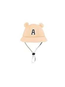 1 pieza Sombrero ajustable y transpirable para niños con 26 letras personalizadas, sombrero de cubo para protección solar en la playa, adecuado para actividades al aire libre, uso diario y como regalo de cumpleaños para niñas pequeñas y bebés - Caqui - Ver 5
