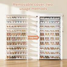 VTRIN - Zapatera a con cubia organizador de zapatos de 10 nive para 50-55 pares de zapatos y botas estante de zapatos de gran capacidad con 8 bolsillos para clóset entrada cocera blanco - 10 niveles - Ver 5