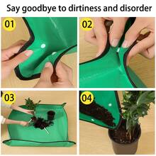 4件套园艺工具（包括铲子、耙子、小铲、换盆垫），家用园艺工具，适用于种植花卉、蔬菜、多肉植物、盆栽植物、花坛、露台、花盆和容器。 - 3pcs tools + mat - 查看 5