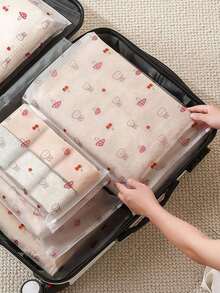 10个装多功能透明收纳袋，适用于DIY手工、包装、保持衣物清洁，带拉链，塑料袋可用于收纳T恤、衬衫、文件、衣物，可重复使用磨砂密封袋，孕妇医院/旅行收纳袋，节省空间的鞋子和化妆品旅行袋 - 彩色 - 查看 1