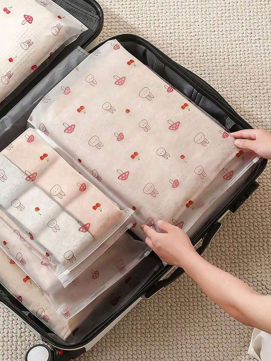 10个装多功能透明收纳袋，适用于DIY手工、包装、保持衣物清洁，带拉链，塑料袋可用于收纳T恤、衬衫、文件、衣物，可重复使用磨砂密封袋，孕妇医院/旅行收纳袋，节省空间的鞋子和化妆品旅行袋 - 彩色 - 查看 1