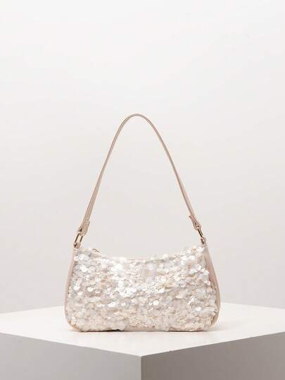 Sequin Shoulder Bag, Elegant Ladies Wallet, Party & Ball Accessory, Wedding Supplies, Gift For Women (Random Pattern)