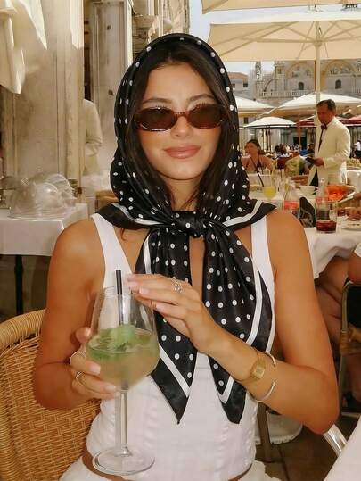 1pc Bohemian Style Luxury Polka Dots Print Women's Bandana, Casual Multifunctional Scarf/Shawl For Sun Protection, Suitable For Daily And Outdoor Wear, Spring/Summer