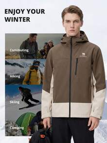 CAMEL CROWN Men's Lightweight Waterproof And Windproof Hardshell Jacket, Suitable For Outdoor Cycling And Hiking - Oak Gray Buckwheat Brown - View 3