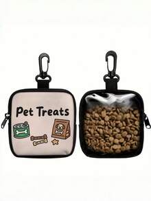 1pc Dog Print Dog Treat Bag, Pet Training Set With Hook And Zipper - Pet Poop Bag, Small Dog Pet Training Walking Bag, Semi-Transparent Dog Treat Bag, Pet Training Set With Hook And Zipper - Multicolor - View 6