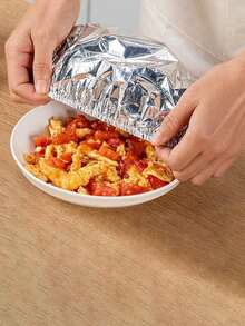 10/30/50/100/120pcs Reusable Aluminum Foil Food Wrap, Heat Insulation Stretch Film, Suitable For Fruits, Meals, Utensils, Thermal Food Containers, Reflective Surface, Heat Resistant Lid - Multicolor - View 6