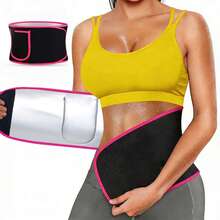 1 chiếc đai xông hơi ra mồ hôi viền đỏ hồng mạ bạc, đai định hình eo - Màu Hồng Tươi - Xem 1