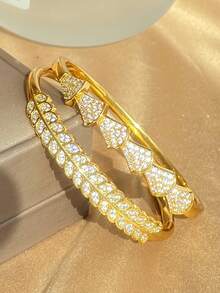 Bộ trang sức hình trái tim bằng thép không gỉ mạ vàng 18K và đá Zirconia dành cho nữ, vòng tay vàng, vòng tay nhiều lớp sáng bóng kiểu Ins, quà tặng cho mẹ, Giáng sinh, Lễ Tạ ơn, Halloween, trang sức cưới, kỷ niệm, quà tặng Ngày Valentine, phong cách Boho hàng ngày và tiệc tùng. - Nhiều màu - Xem 10