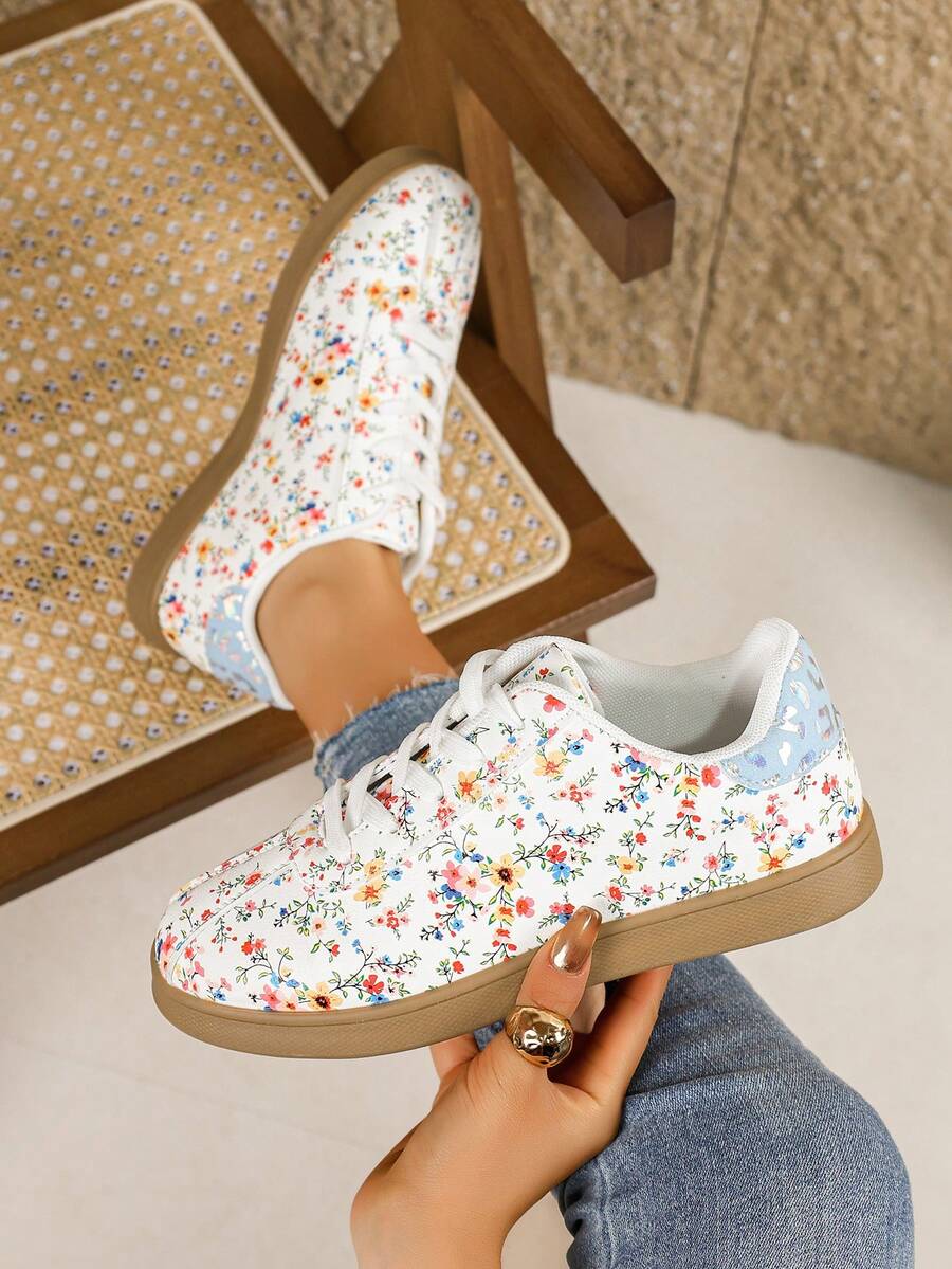 Women's White Sneakers, New Spring/Autumn Korean Fashion Casual Vulcanized Shoes, Flat Non-Slip Athletic Shoes - Safflower - View 1