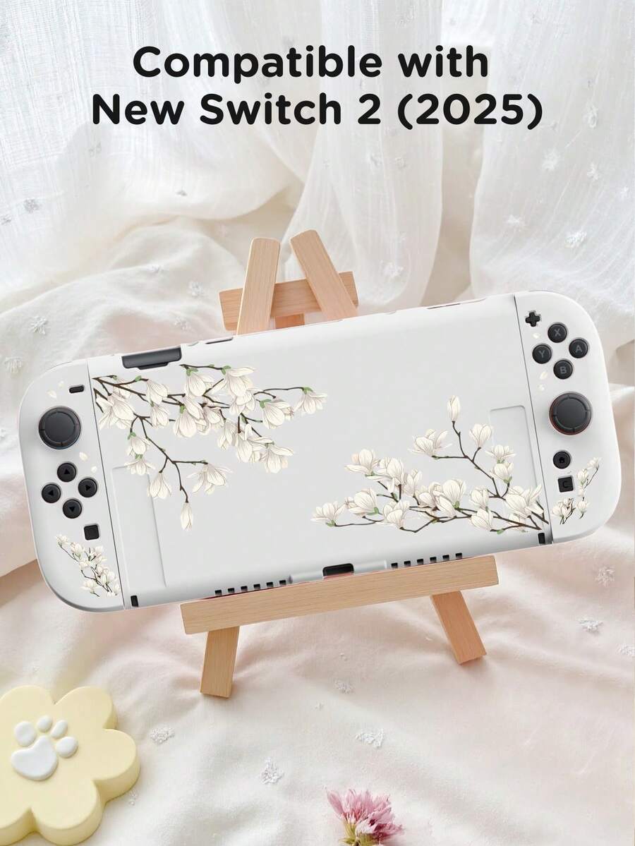 1 chiếc ốp bảo vệ màn hình Switch họa tiết hoa mộc lan trắng, tương thích với Switch OLED và máy chơi game Switch, được làm từ chất liệu TPU mềm, không cần tháo lắp, chống rơi và chống bụi, nhiều màu sắc để lựa chọn, món quà lý tưởng cho game thủ Switch, ốp bảo vệ Switch thanh lịch và tươi mới. - Xem 1
