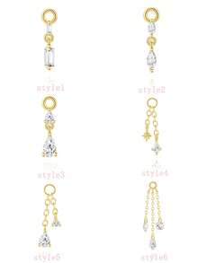 SereneSpark 1pc 925 Sterling Silver Geometric Cubic Zirconia Pendant Earring Set, Hypoallergenic Pure Silver, Suitable For Women's Daily, Date, Vacation, Wedding, Party, Holiday Gift - Gold - View 11