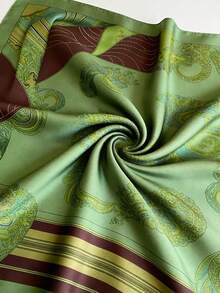 1pc Versatile Elegant Professional Flight Attendant Style Neckerchief - Green - View 3