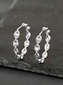 1 Pair Copper Water Drop Geometric Round Hoop Earrings, Versatile Personalized Hip-Hop Style Earrings For Women, Party & Date Gift - Round - View 5