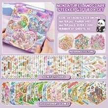 1pc 60pcs Scene Sticker Set, Includes 40pcs Material, 20 Scenes, Miniature Scene Sticker Box, Easy To Store, 3D Visual Landscape Stickers, DIY Handmade Mini House Stickers, Suitable For Decoration Stickers, Handmade Scrapbook Stickers, Creative Self-Adhesive House Stickers, Cartoon Decoration Stickers, Stress Relief, Relaxation. - one-size - View 4