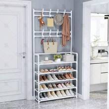 Multifunctional 5-Tier Shoe Rack With Coat Hooks, Entryway Storage Organizer - 查看 1