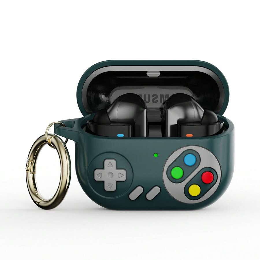 1pc Cute Cartoon Game Console Bluetooth Earphone Protective Case Suitable For Samsung Galaxy Buds 3/3 Pro - Dark Green - View 1