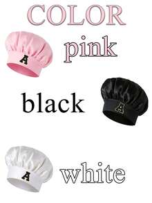 1pc 26 Letter Black Alphabet Gold Trim Satin Sleep Cap, Sweet Princess Style Hair Care Cap, Silk-Like Smooth Haircare, Suitable For Spring & Summer (Above 25°C) - Multicolor - View 2