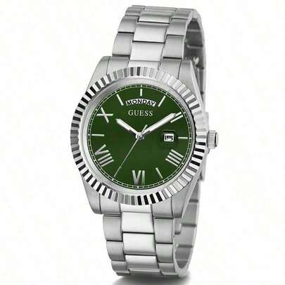 Guess Reloj de cuarzo para hombres, movimiento de cuarzo, correa y caja de acero inoxidable, diseño resistente al agua, adecuado para uso diario y otras ocasiones, regalo de reloj de pulsera para hombres