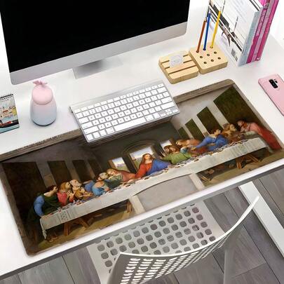 Retro God Art Large Gaming Mouse Pad,Aesthetic Desktop Protection Pad,Washable Rubber Pad Non-Slip Lock Edge Multi-Size Mouse Pad Suitable For Home Office,Good Gift For Family And Friends