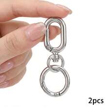 2pcs Double Opening Swivel Clasp Clips, Metal Swivel Spring Snap Hooks, Key Chain Clip With Key Ring For DIY Crafts, Keychains - Multicolor - View 12