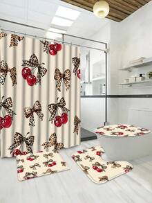 Bộ 1/4 rèm tắm họa tiết báo đốm anh đào - Rèm cửa sổ phòng tắm sang trọng với khoen kim loại phía trên, chất liệu vải có thể giặt máy, thích hợp cho phòng tắm, xe RV, trang trí ngày lễ - Sử dụng quanh năm, kích thước 70.8x70.8 inch, trang trí nhà cửa cho ngày Valentine. - A - Xem 15