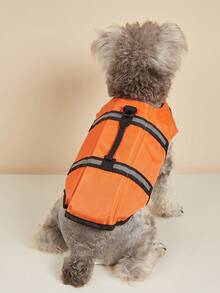BONAPET 夏季宠物高浮力可调节救生衣，猫狗泳装 - 橘色 - 查看 2