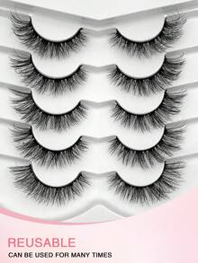 ENCHUW 5 Cặp Mi Giả Lông Chồn Tự Nhiên, Mi Nối Mềm Mịn, Dụng Cụ Trang Điểm Hàng Ngày - màu đen - Xem 5