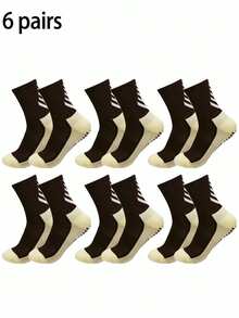 1/6 pares de calcetines de media caña antideslizantes para hombres, calcetines con diseño de puntos para fútbol/baloncesto - Blanco y Negro - Ver 2