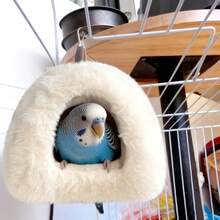 Artículos esenciales de invierno para pájaros - Nido de loro pequeño con aislamiento grueso, talla grande cálido para dormir, nido de pájaro cómodo con gancho para el invierno - Ver 9