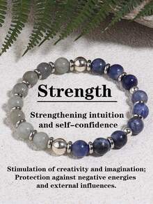 Men's Strength Bracelet- 8mm Natural Sodalite & Labradorite Calming Bracelet, Balance, Confidence, Healing Meditation Yoga Spiritual Jewelry Gift - Multicolor - View 4