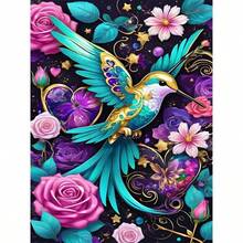 1件装 [30*40厘米/11.8*15.7英寸] 5D 亚克力钻石画套装，蜂鸟与花卉图案，适合成人初学者 DIY 马赛克钻石画，全钻手工 DIY 钻石画，可装饰客厅、卧室、办公室墙面，是送给家人和朋友的惊喜礼物，无框 - 無框 - 查看 1