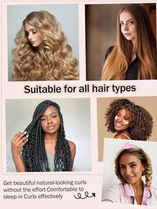 3pcs Manual Sponge Hair Curler Set, No Heat Curling Headband, Big Wave Curling Iron Set, Satin Curling Tool Kit, Includes 1 Curling Iron + 2 Hair Ties, Pink Sponge Curling Wand, Slouchy Curling Iron, No Heat Curling Headband - Multicolor - View 11