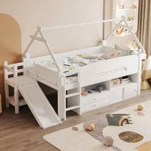 Kids Bed Frames, Headboards & Footboards - White + Solid Wood - View 3