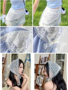 Khăn trùm đầu/khăn quấn eo bất đối xứng đa năng 2 trong 1 dành cho nữ, điểm nhấn là những đường xếp ly ngọt ngào, thích hợp để phối cùng chân váy, đầm và tạp dề. - Nhiều màu - Xem 7
