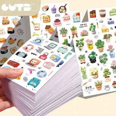 8 Pieces Of Cute Promotion Stickers - Cartoon And Quirky Mobile Phone Cases, Handbooks, Notebooks, Skateboard Stickers, Tablet Parties, Guitars, Suitcases, Water Bottles, Helmets, Packaging Boxes, Decorative Stickers